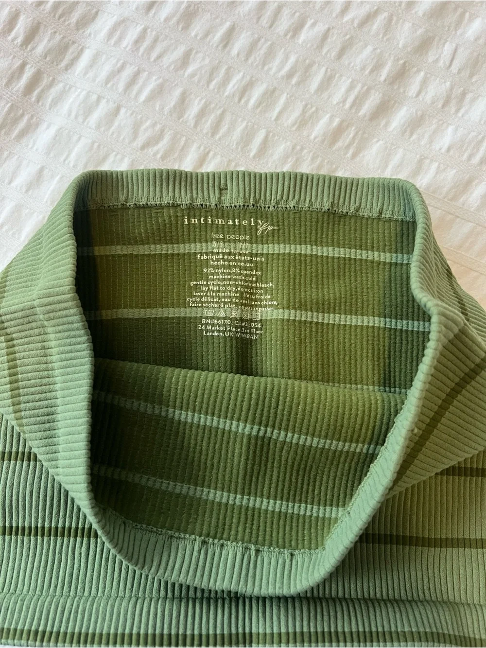 Free People Olive Green Ribbed Tube top with Dark Stripe